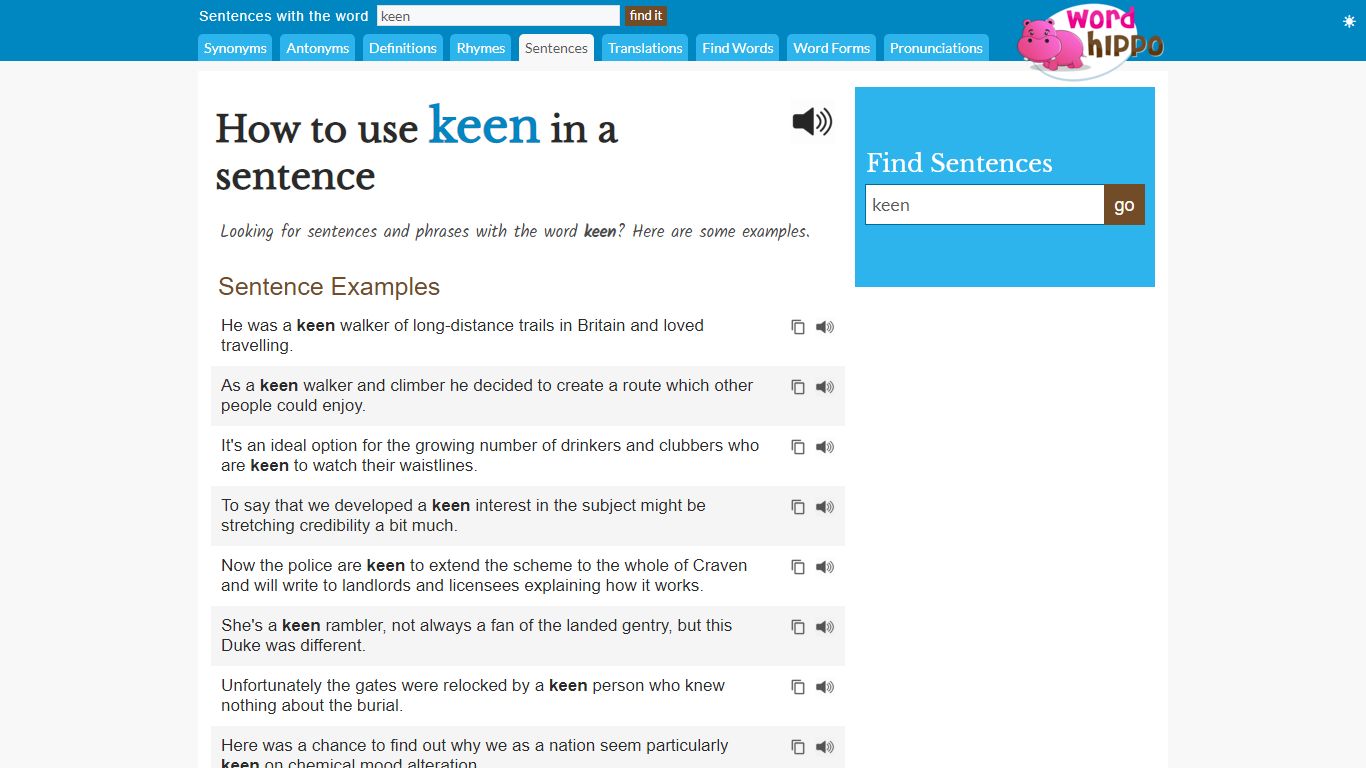 How to use "keen" in a sentence - WordHippo