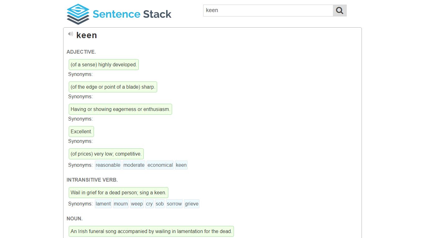 Keen in a Sentence | Sentence Stack